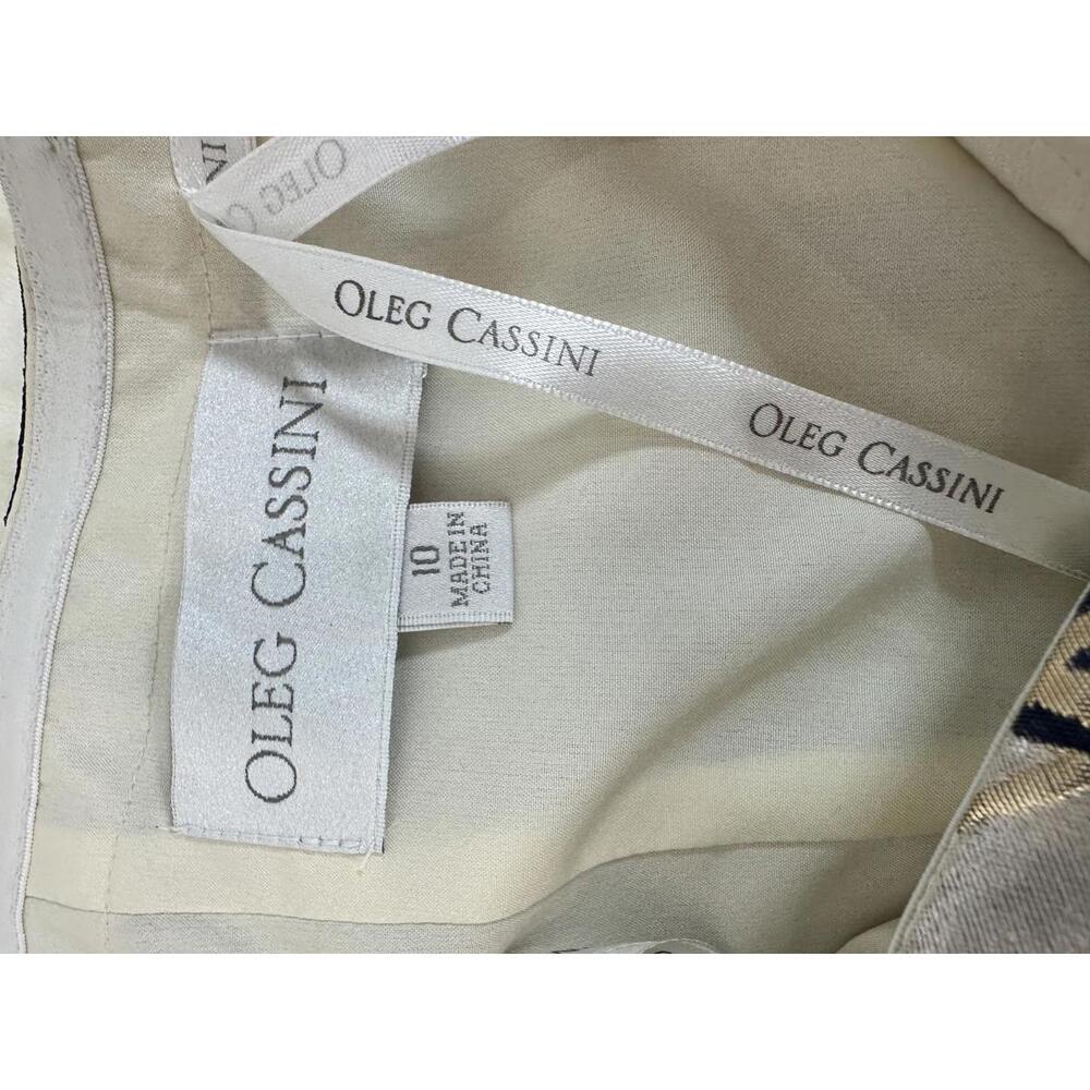 Oleg Cassini Navy and Gold High Low Dress - Picture 7 of 9